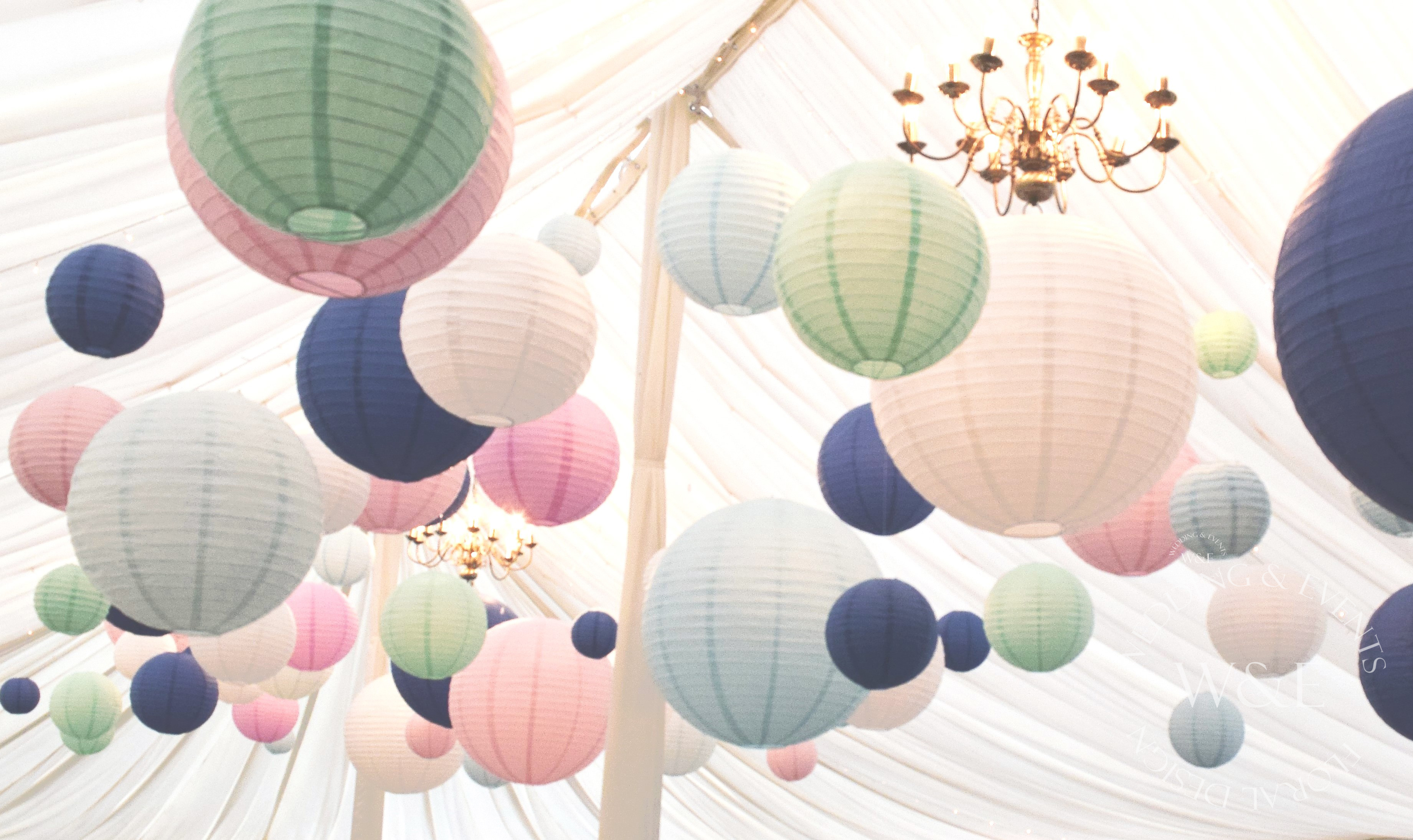 Large Pastel Lanterns at Middleton Lodge Hanging Lantern Company
